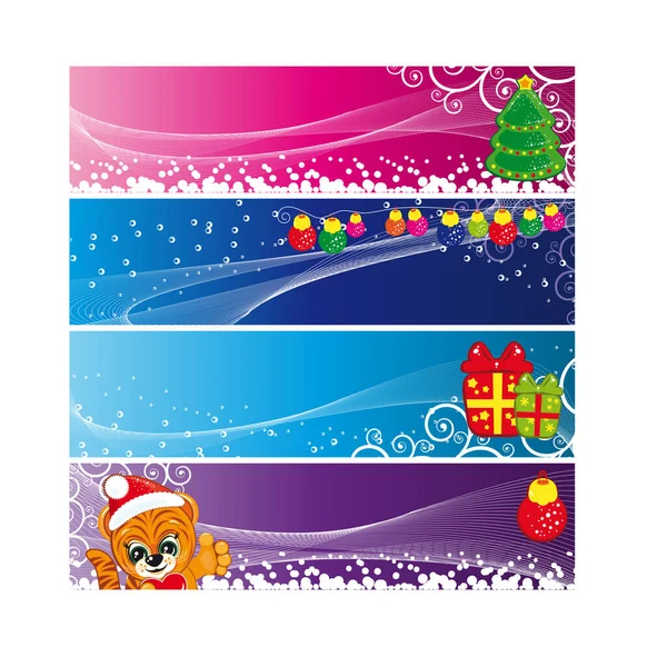 Bannière Noël Avec Des Boules Noël Colorées — Image vectorielle