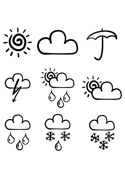 Eine Reihe Wetterbezogener Symbole Vektor Illustration Design — Stockvektor