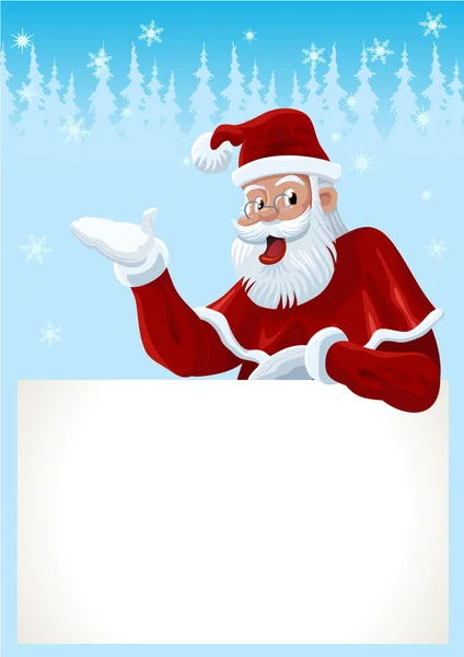 Père Noël Tenant Une Bannière — Image vectorielle