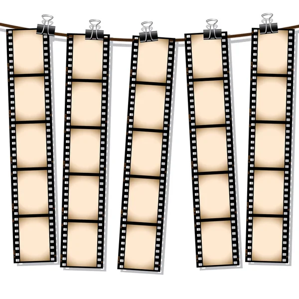Beyaz Arkaplanda Izole Edilmiş Film Şeritleri Vektör Illüstrasyonu — Stok Vektör