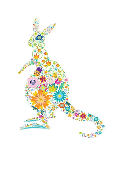 Cute Rabbit Flowers Vector Illustration — Stock Vector