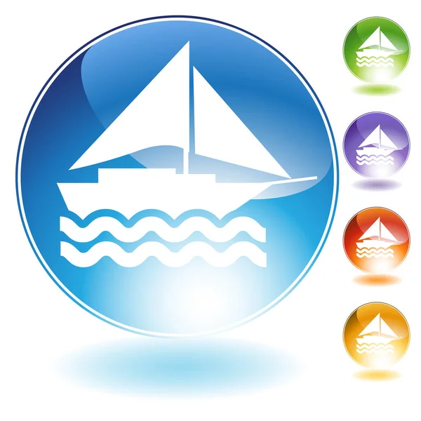 Barca Vela Pulsante Web Illustrazione Vettoriale — Vettoriale Stock