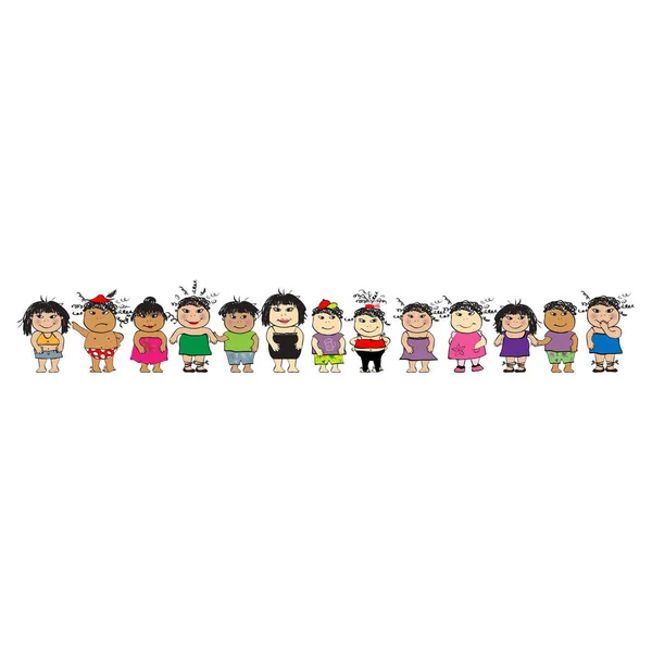 Conjunto Personajes Dibujos Animados Niños Sobre Fondo Blanco — Vector de stock