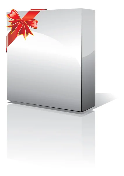 Coffret Cadeau Blanc Avec Noeud Ruban Rouge Isolé Sur Fond — Image vectorielle
