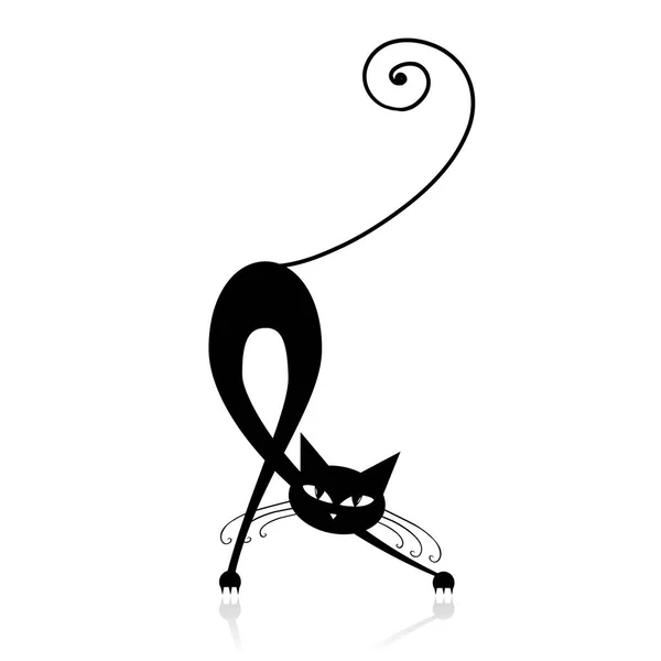 Silueta Gato Negro Ilustración Vectorial — Archivo Imágenes Vectoriales