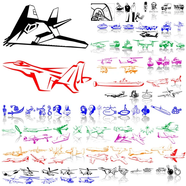 Набор Красочного Воздушного Транспорта — стоковый вектор