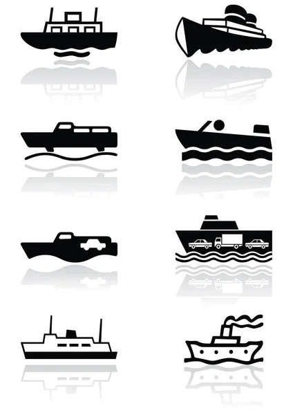 Vektor Design Von Jacht Und Schiff Logo Set Von Boot — Stockvektor