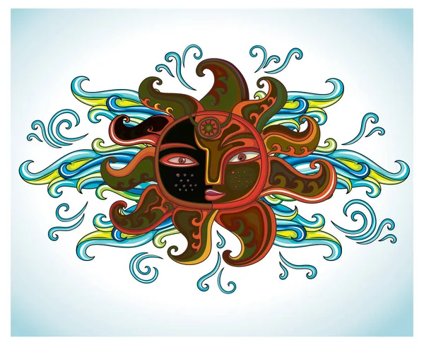Illustration Colorée Dessinée Main Contexte Tribal Abstrait — Image vectorielle