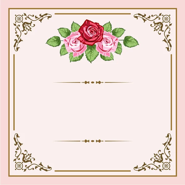 Invitation Greeting Card Flower Leaves Vector Illustration — Stock Vector