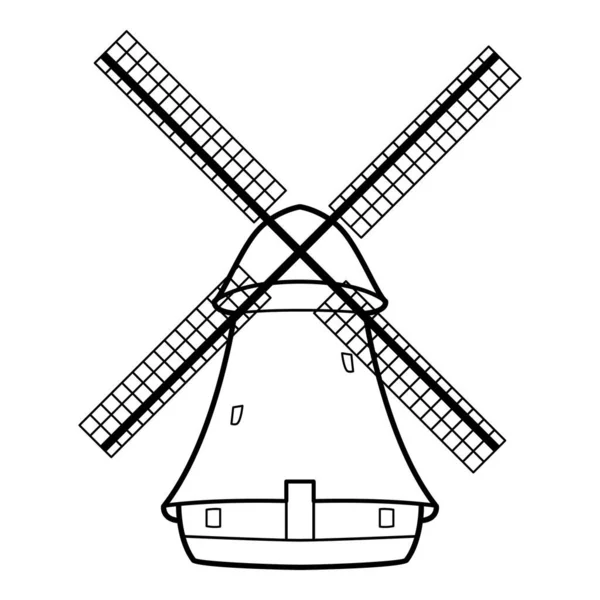 Ikona Větrného Mlýna Styl Osnovy — Stockový vektor