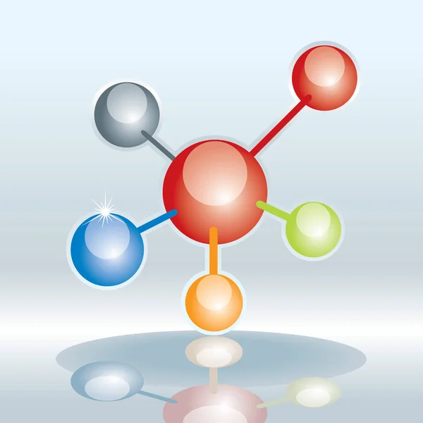 Vektorillustration Eines Moleküls Mit Buntem Hintergrund — Stockvektor