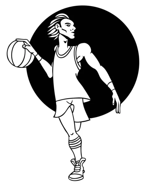 Basketbalista Akci Vektorové Ilustrace Izolované Bílém Pozadí — Stockový vektor