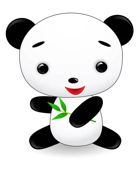 Yeşil Yapraklı Şirin Panda Vektör Illüstrasyonu — Stok Vektör