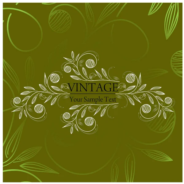 Tarjeta Vintage Con Hojas Verdes — Vector de stock