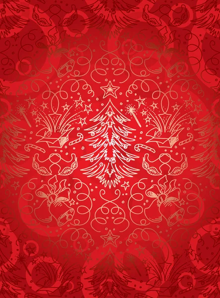 Christmas Red Floral Background — Stock Vector