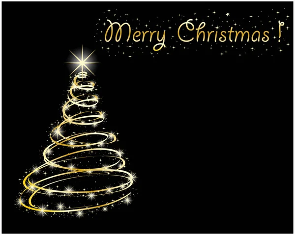 Weihnachtskarte Mit Baum Und Sternen Vektorillustration — Stockvektor