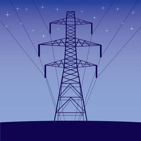 Yüksek Voltajlı Elektrik Hattı Vektör Illüstrasyonu — Stok Vektör