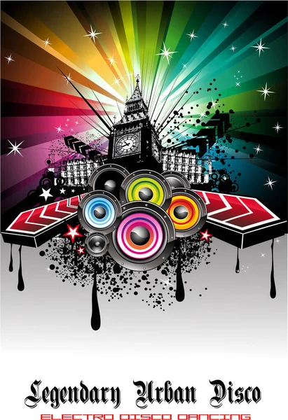 Kleurrijke Disco Party Poster — Stockvector