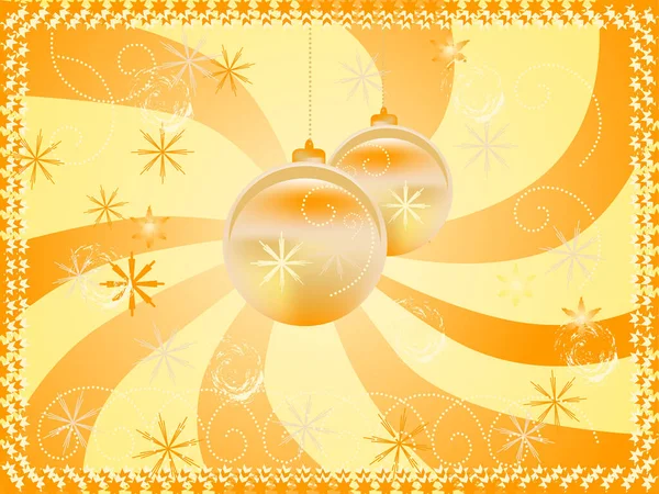 Vector Christmas Background Ball Orange Yellow — Stock Vector