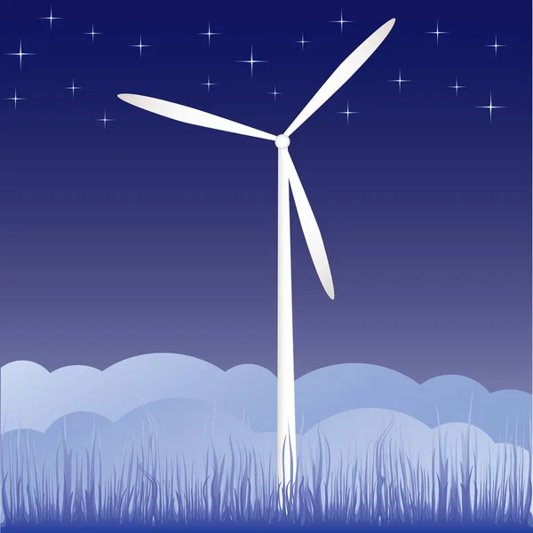 Wind Turbine Sky Vector Illustration — Stock Vector