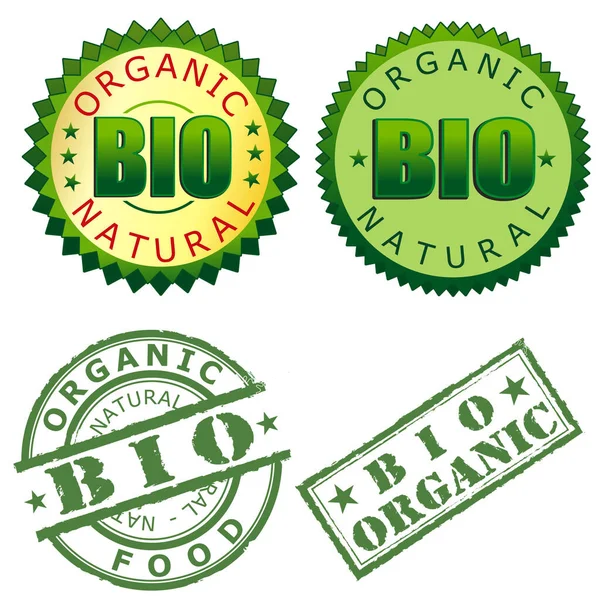 Insignias Alimentos Naturales Bio Ilustración Vectores — Vector de stock