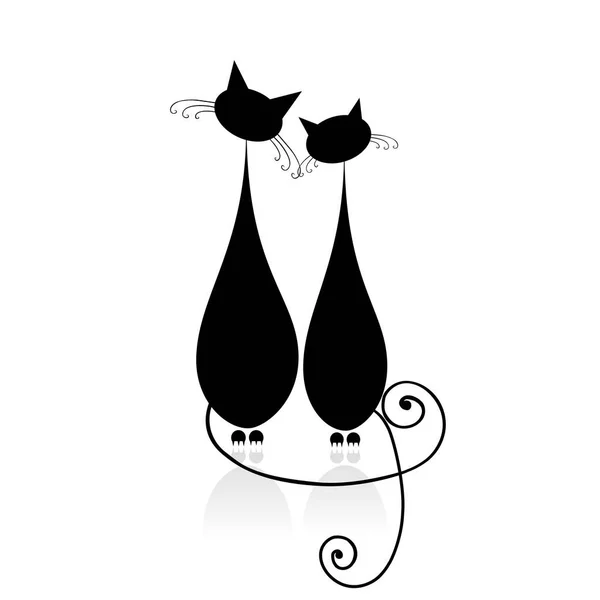 Vektor Illustration Von Niedlichen Schwarzen Katzen — Stockvektor