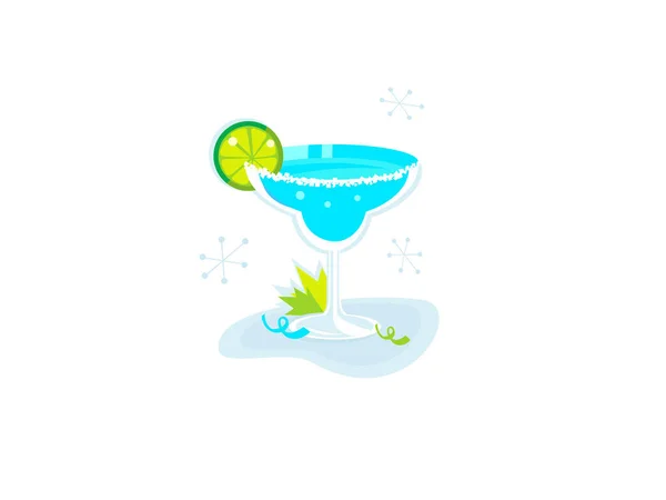 Cocktail Con Limone Ghiaccio Illustrazione Vettoriale — Vettoriale Stock
