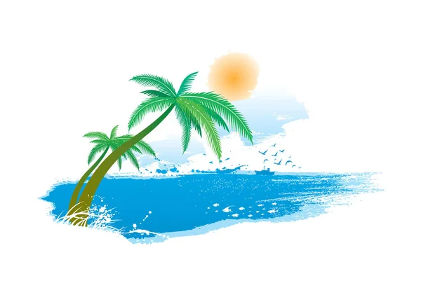 Palmeira Com Sol Ilustração Vetorial —  Vetores de Stock