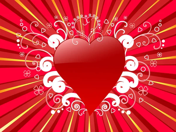 Kırmızı Kalpli Sevgililer Günü Kartı — Stok Vektör