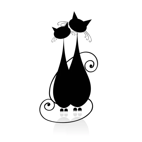 Schwarze Silhouette Der Katze — Stockvektor