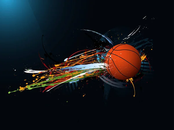 Vektorová Ilustrace Basketbalového Míče Barevnými Liniemi — Stockový vektor