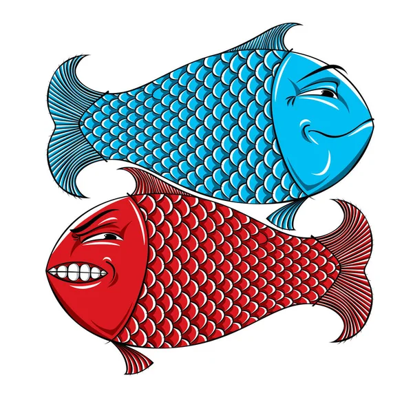 Set Sea Fish Vector Illustration — Stock Vector