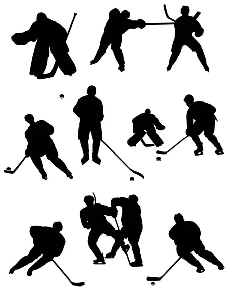 Silueta Vectorial Jugadores Hockey — Vector de stock