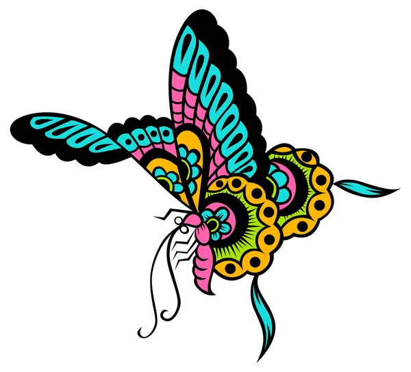 Mariposa Colorida Sobre Fondo Blanco Vector Ilustración — Archivo Imágenes Vectoriales