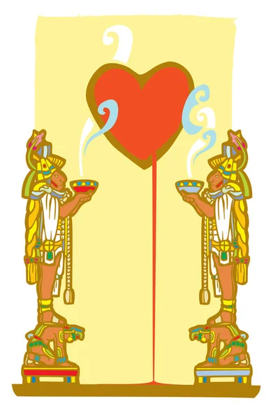Illustration Mit Einem Löwen Ägyptischen Stil — Stockvektor