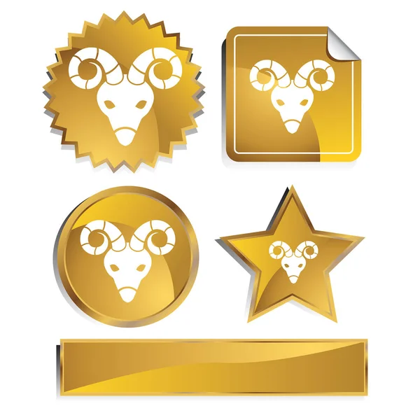 Σειρά Από Χρυσό Μετάλλιο Αστέρια Και Κορδέλα — Διανυσματικό Αρχείο