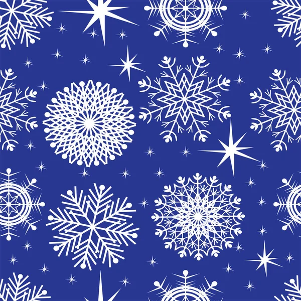 Бесшовный Узор Снежинками Векторная Иллюстрация Зимний Фон — стоковый вектор