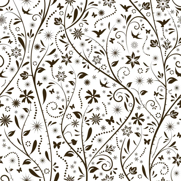 Motif Floral Avec Fleurs Feuilles — Image vectorielle