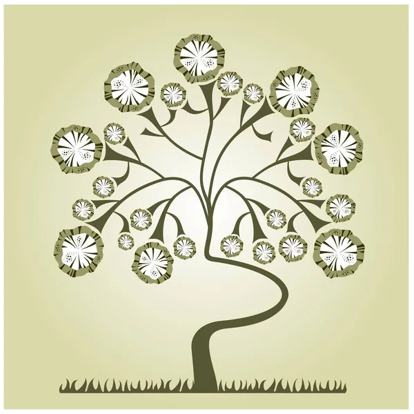 Vector Illustration Floral Decorative Tree — Stock Vector