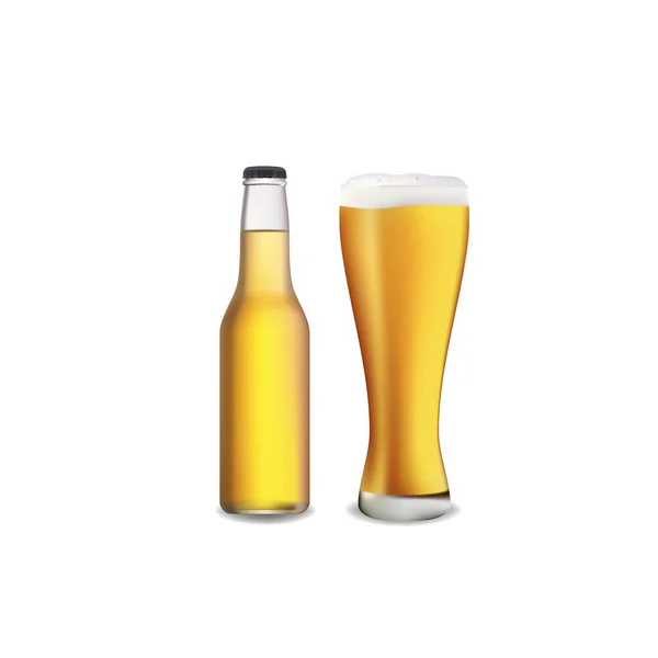 Láhev Piva Izolované Bílém Pozadí Ilustrace — Stockový vektor
