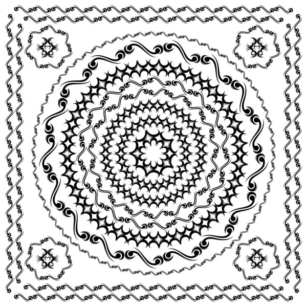 Mandala Motif Noir Blanc — Image vectorielle
