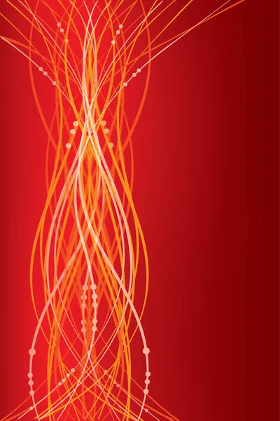 赤い波と星との抽象的な背景 — ストックベクタ