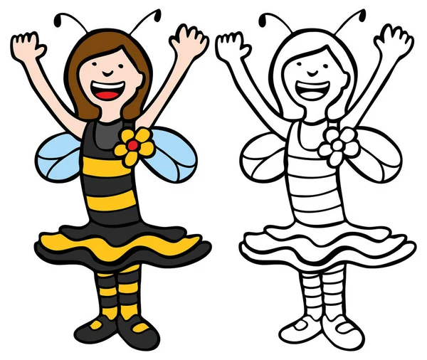 Vektor Set Von Bienen Und Mädchen — Stockvektor