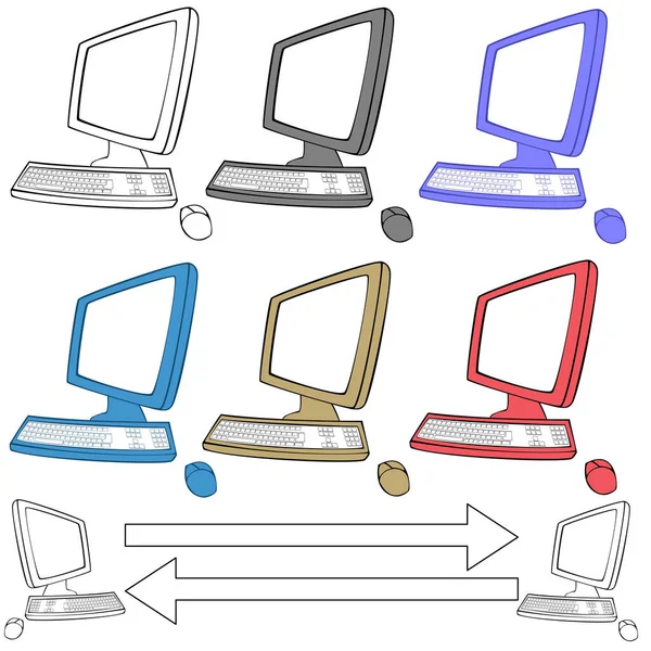 Computer Monitor Met Verschillende Kleuren — Stockvector
