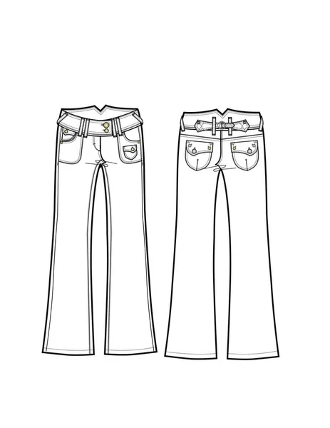 Conjunto Vetorial Jeans Das Mulheres — Vetor de Stock