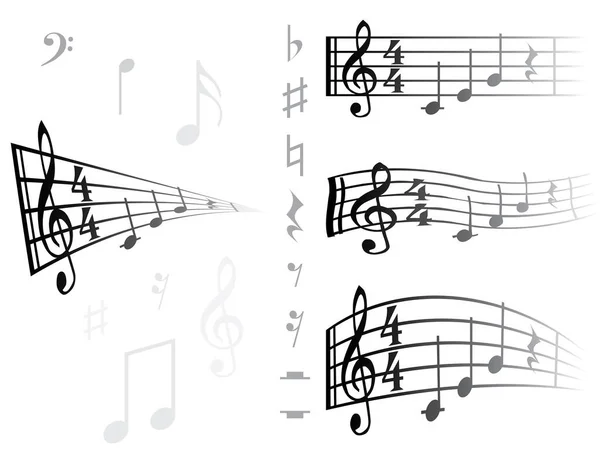 Notas Musicales Vector Iconos Conjunto — Vector de stock