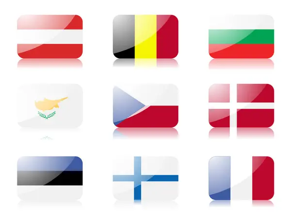 Serie Icone Delle Bandiere Nazionali Illustrazione Vettoriale — Vettoriale Stock