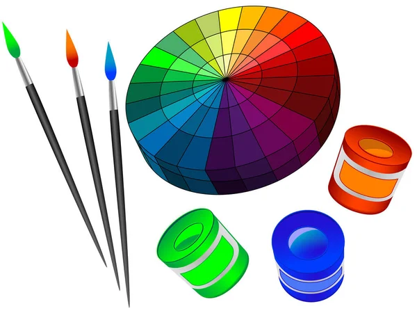 Set Color Pencils Paints Vector Illustration — Stock Vector