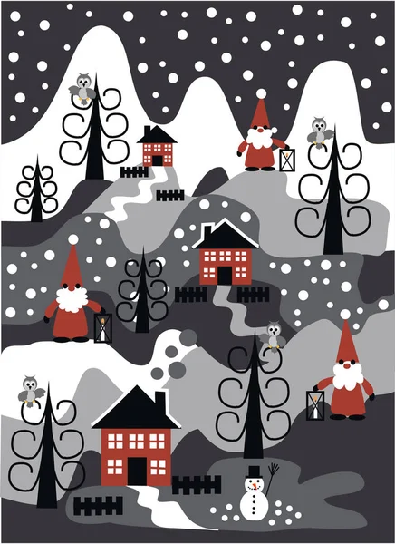 Ensemble Différents Paysages Noël Hiver Illustration Vectorielle — Image vectorielle
