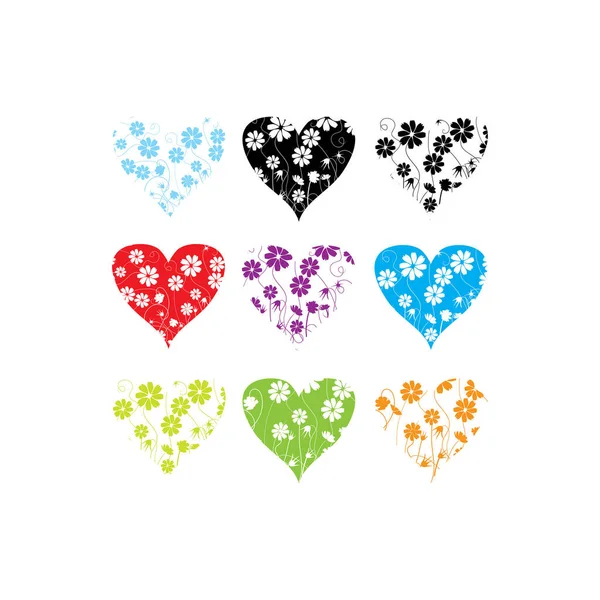 Ensemble Cœurs Colorés Illustration Vectorielle — Image vectorielle